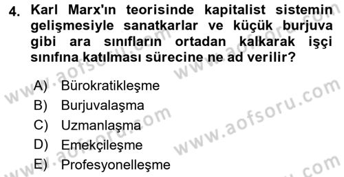 Endüstri Sosyolojisi Dersi 2025 - 2026 Yılı (Vize) Ara Sınav Soruları 4. Soru