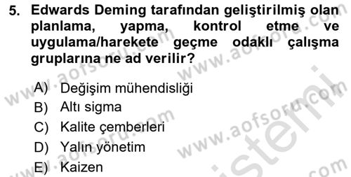 Endüstri Sosyolojisi Dersi 2025 - 2026 Yılı (Vize) Ara Sınav Soruları 5. Soru