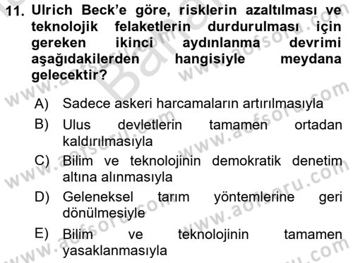 Endüstri Sosyolojisi Dersi 2025 - 2026 Yılı (Final) Dönem Sonu Sınav Soruları 11. Soru