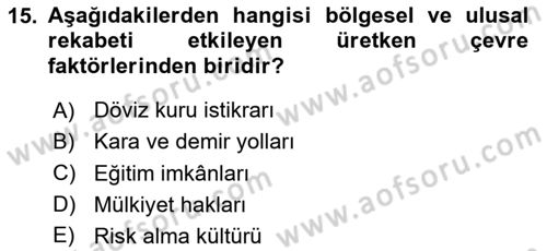 Endüstri Sosyolojisi Dersi 2025 - 2026 Yılı (Final) Dönem Sonu Sınav Soruları 15. Soru