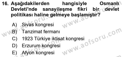 Endüstri Sosyolojisi Dersi 2025 - 2026 Yılı (Final) Dönem Sonu Sınav Soruları 16. Soru