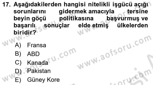 Endüstri Sosyolojisi Dersi 2025 - 2026 Yılı (Final) Dönem Sonu Sınav Soruları 17. Soru