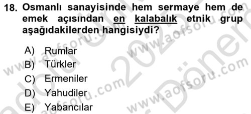 Endüstri Sosyolojisi Dersi 2025 - 2026 Yılı (Final) Dönem Sonu Sınav Soruları 18. Soru