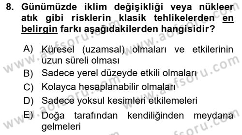 Endüstri Sosyolojisi Dersi 2025 - 2026 Yılı (Final) Dönem Sonu Sınav Soruları 8. Soru