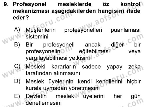 Endüstri Sosyolojisi Dersi 2025 - 2026 Yılı (Final) Dönem Sonu Sınav Soruları 9. Soru