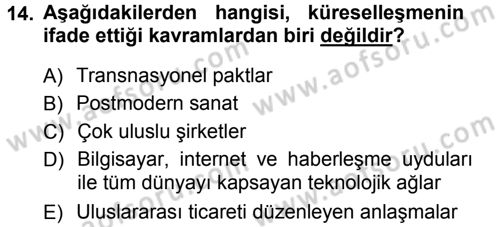Kültür Sosyolojisi Dersi 2012 - 2013 Yılı (Vize) Ara Sınav Soruları 14. Soru