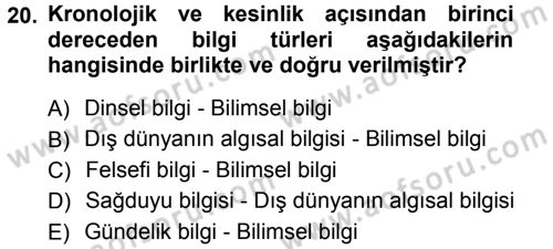 Kültür Sosyolojisi Dersi 2012 - 2013 Yılı (Vize) Ara Sınav Soruları 20. Soru