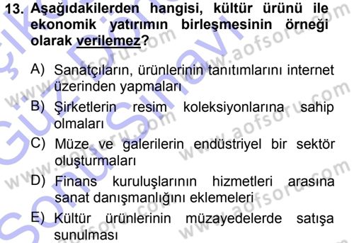 Kültür Sosyolojisi Dersi 2012 - 2013 Yılı (Final) Dönem Sonu Sınav Soruları 13. Soru