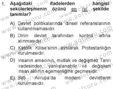 Kültür Sosyolojisi Dersi 2012 - 2013 Yılı Tek Ders Sınav Soruları 1. Soru