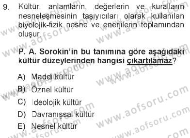 Kültür Sosyolojisi Dersi 2012 - 2013 Yılı Tek Ders Sınav Soruları 9. Soru