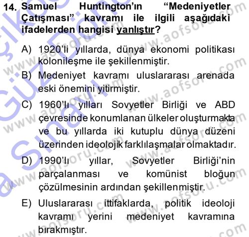 Kültür Sosyolojisi Dersi 2013 - 2014 Yılı (Vize) Ara Sınav Soruları 14. Soru