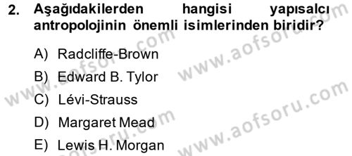 Kültür Sosyolojisi Dersi 2013 - 2014 Yılı (Final) Dönem Sonu Sınav Soruları 2. Soru