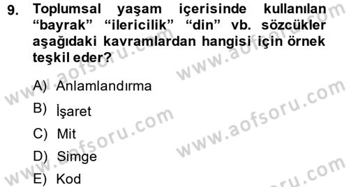 Kültür Sosyolojisi Dersi 2013 - 2014 Yılı (Final) Dönem Sonu Sınav Soruları 9. Soru