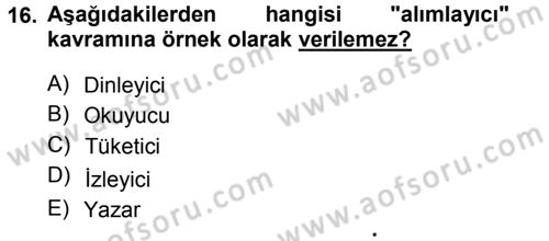 Kültür Sosyolojisi Dersi 2013 - 2014 Yılı Tek Ders Sınav Soruları 16. Soru