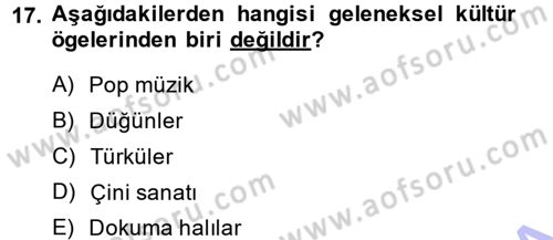 Kültür Sosyolojisi Dersi 2014 - 2015 Yılı (Vize) Ara Sınav Soruları 17. Soru