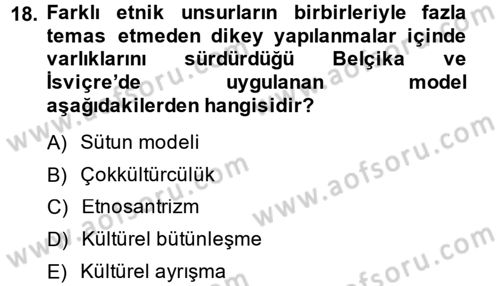 Kültür Sosyolojisi Dersi 2014 - 2015 Yılı (Final) Dönem Sonu Sınav Soruları 18. Soru