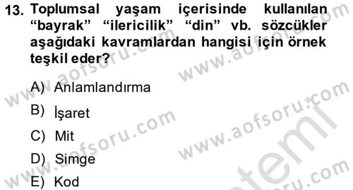 Kültür Sosyolojisi Dersi 2014 - 2015 Yılı Tek Ders Sınav Soruları 13. Soru
