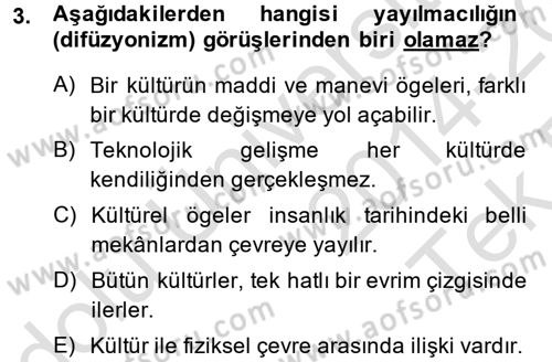 Kültür Sosyolojisi Dersi 2014 - 2015 Yılı Tek Ders Sınav Soruları 3. Soru