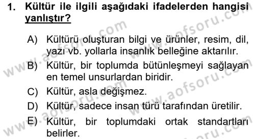 Kültür Sosyolojisi Dersi 2015 - 2016 Yılı (Vize) Ara Sınav Soruları 1. Soru