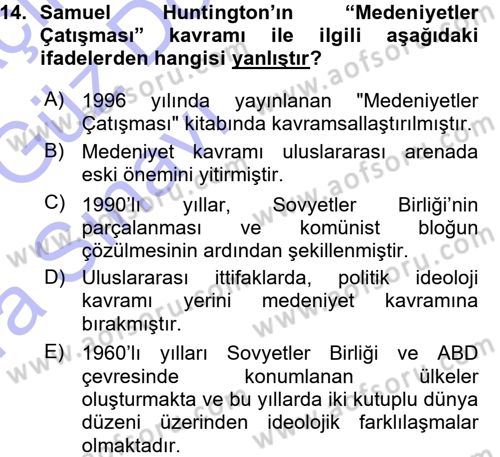 Kültür Sosyolojisi Dersi 2015 - 2016 Yılı (Vize) Ara Sınav Soruları 14. Soru