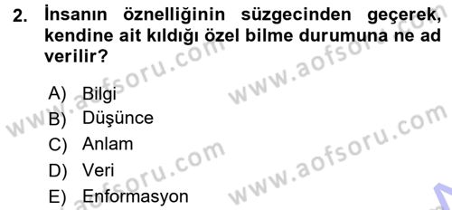 Kültür Sosyolojisi Dersi 2015 - 2016 Yılı (Vize) Ara Sınav Soruları 2. Soru