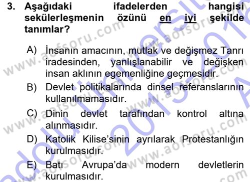Kültür Sosyolojisi Dersi 2015 - 2016 Yılı (Vize) Ara Sınav Soruları 3. Soru