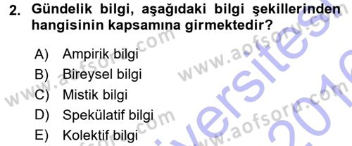 Kültür Sosyolojisi Dersi 2015 - 2016 Yılı (Final) Dönem Sonu Sınav Soruları 2. Soru