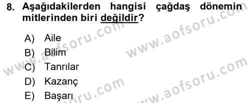 Kültür Sosyolojisi Dersi 2015 - 2016 Yılı (Final) Dönem Sonu Sınav Soruları 8. Soru