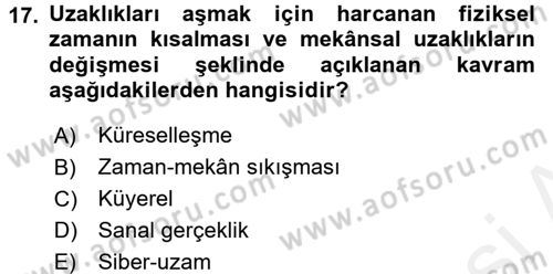 Kültür Sosyolojisi Dersi 2015 - 2016 Yılı Tek Ders Sınav Soruları 17. Soru