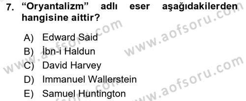 Kültür Sosyolojisi Dersi 2015 - 2016 Yılı Tek Ders Sınav Soruları 7. Soru