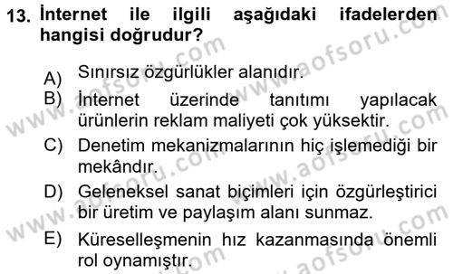 Kültür Sosyolojisi Dersi 2016 - 2017 Yılı 3 Ders Sınav Soruları 13. Soru