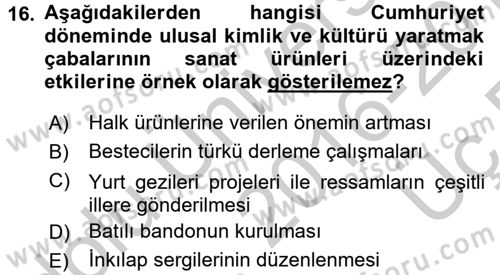 Kültür Sosyolojisi Dersi 2016 - 2017 Yılı 3 Ders Sınav Soruları 16. Soru