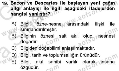 Kültür Sosyolojisi Dersi 2016 - 2017 Yılı (Vize) Ara Sınav Soruları 19. Soru