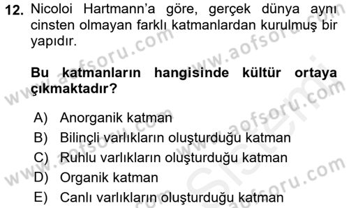 Kültür Sosyolojisi Dersi 2017 - 2018 Yılı 3 Ders Sınav Soruları 12. Soru