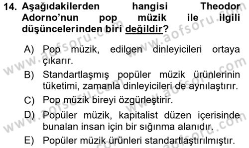 Kültür Sosyolojisi Dersi 2017 - 2018 Yılı 3 Ders Sınav Soruları 14. Soru