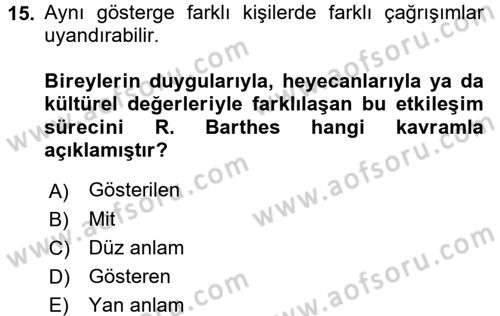 Kültür Sosyolojisi Dersi 2017 - 2018 Yılı 3 Ders Sınav Soruları 15. Soru