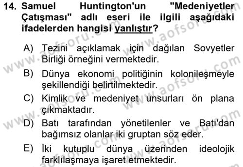 Kültür Sosyolojisi Dersi 2017 - 2018 Yılı (Vize) Ara Sınav Soruları 14. Soru