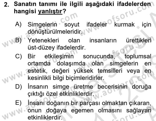 Kültür Sosyolojisi Dersi Ara Sınavı Deneme Sınav Soruları 2. Soru