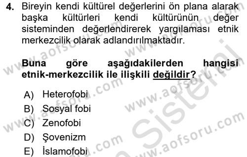 Kültür Sosyolojisi Dersi Ara Sınavı Deneme Sınav Soruları 4. Soru