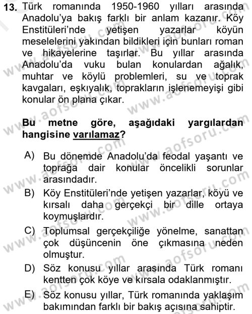 Kültür Sosyolojisi Dersi 2017 - 2018 Yılı (Final) Dönem Sonu Sınav Soruları 13. Soru