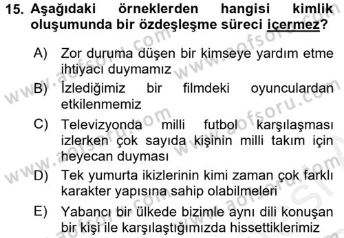 Kültür Sosyolojisi Dersi 2017 - 2018 Yılı (Final) Dönem Sonu Sınav Soruları 15. Soru