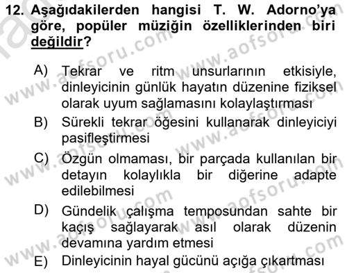 Kültür Sosyolojisi Dersi 2018 - 2019 Yılı 3 Ders Sınav Soruları 12. Soru