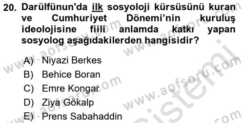 Kültür Sosyolojisi Dersi 2018 - 2019 Yılı 3 Ders Sınav Soruları 20. Soru