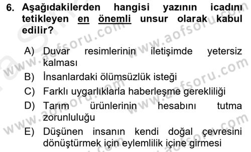 Kültür Sosyolojisi Dersi 2018 - 2019 Yılı (Vize) Ara Sınav Soruları 6. Soru