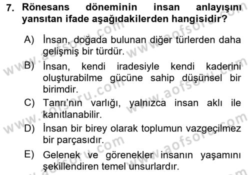 Kültür Sosyolojisi Dersi 2018 - 2019 Yılı (Vize) Ara Sınav Soruları 7. Soru