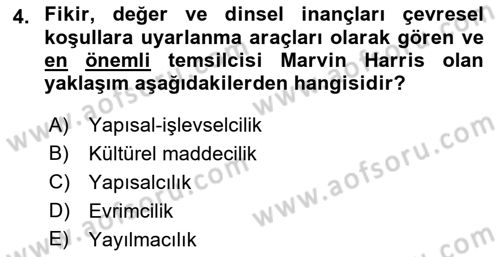 Kültür Sosyolojisi Dersi 2018 - 2019 Yılı (Final) Dönem Sonu Sınav Soruları 4. Soru