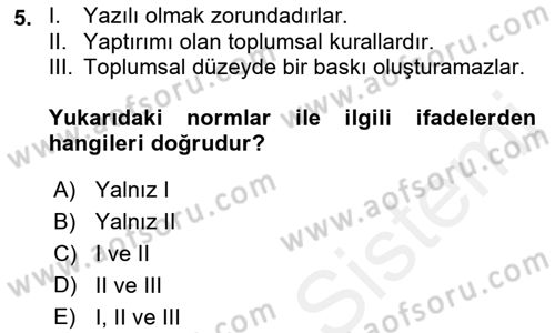 Kültür Sosyolojisi Dersi 2018 - 2019 Yılı (Final) Dönem Sonu Sınav Soruları 5. Soru