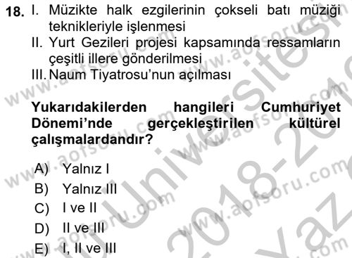 Kültür Sosyolojisi Dersi 2018 - 2019 Yılı Yaz Okulu Sınav Soruları 18. Soru