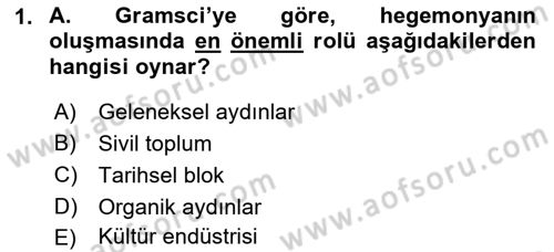 Kültür Sosyolojisi Dersi 2019 - 2020 Yılı (Vize) Ara Sınav Soruları 1. Soru