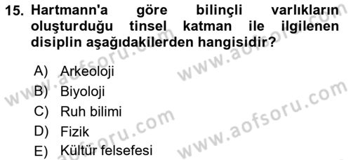 Kültür Sosyolojisi Dersi 2019 - 2020 Yılı (Vize) Ara Sınav Soruları 15. Soru